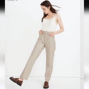 Madewell Faux Leather The Perfect Vintage Straight Pants Size 26 Pumice